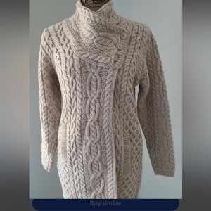 Aran Crafts, Ireland -3 Button Sweater, 100% Marino Wool